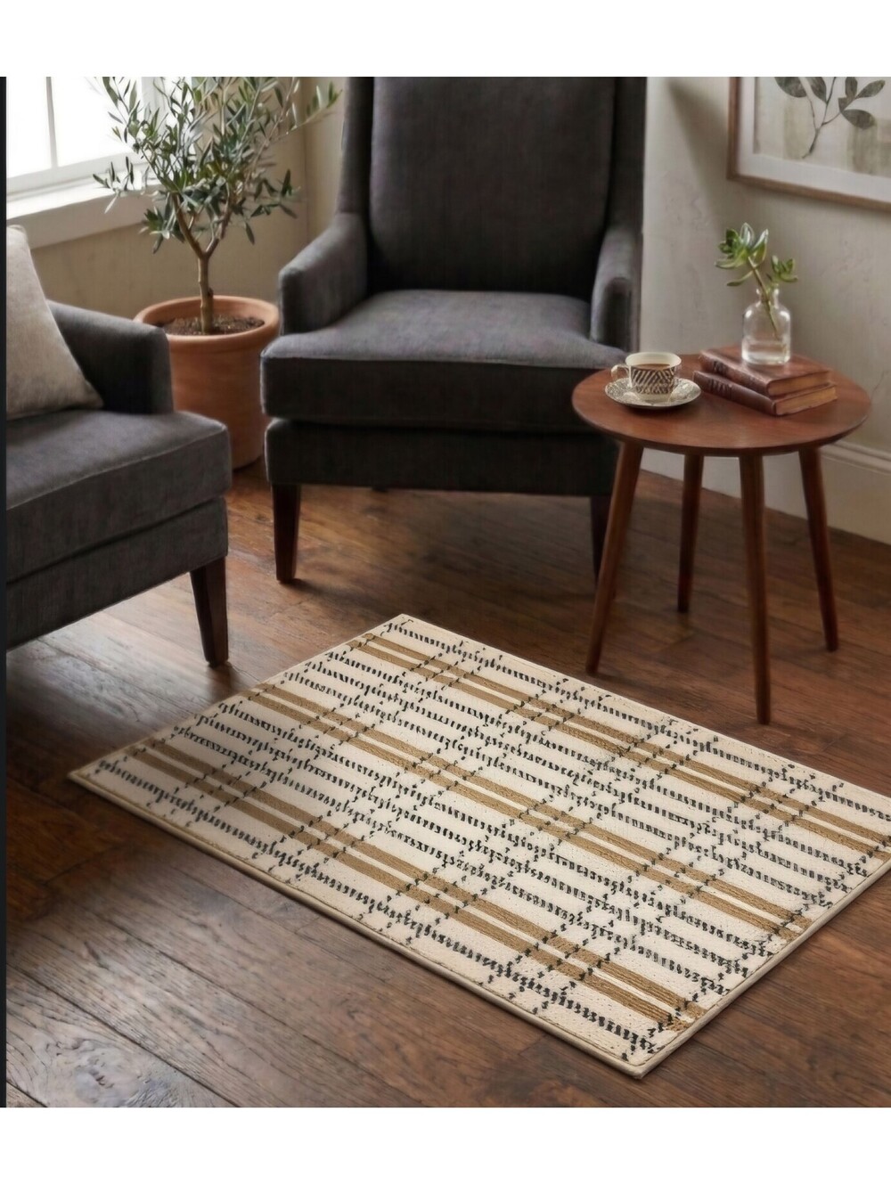 Mohawk Home Denali Tufted Accent Rug Oatmeal Plaid 30” X 45” Home Office.